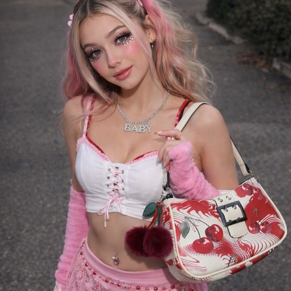 Cherry Print Red and White Shoulder Bag 🍒 - Picture 2 of 7